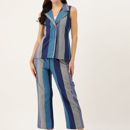MISRI Women Striped Double Breasted Co-Ords-image-25
