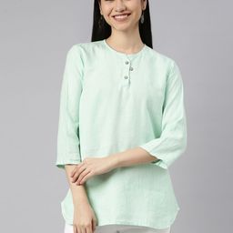 Ecentric Sea Green Eco-Friendly Longline Top-image-78