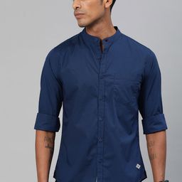 Roadster Men Navy Blue Regular Fit Solid Sustainable Casual Shirt-image-60