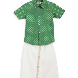 Tiber Taber Boys Green & White Printed Shirt And Vesti-picture-34