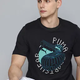 Puma Graphics Execution Brand Logo Printed Pure Cotton T-shirt-image-45