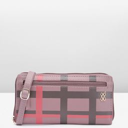 Baggit Women Checked PU Zip Around Wallet With A Sling Strap-image-28