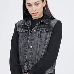 Tokyo Talkies Women Black Solid Denim Jacket-image-46