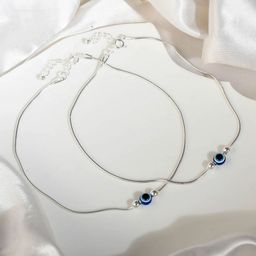 925 SILLER 925 Pure Silver Evil Eye Elegant Anklet-47