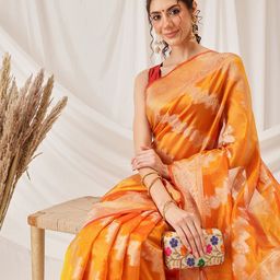 DIVASTRI Leheriya Zari Organza Banarasi Saree-49