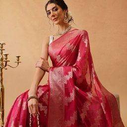 DIVASTRI Leheriya Zari Organza Banarasi Saree-image-16