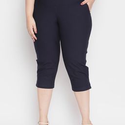 Amydus Women Plus Size Navy Blue Solid Skinny Fit Capris-picture-49