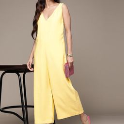MANGO V-Neck Cross Back Detail Basic Jumpsuit-image-78