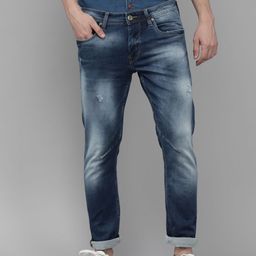 Voi Jeans Men Navy Blue Solid Mildly Distressed Heavy Fade Skinny Fit Stretchable Jeans-image-99