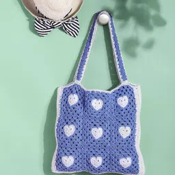 Magic Needles Blue Geometric Shopper Shoulder Bag-23