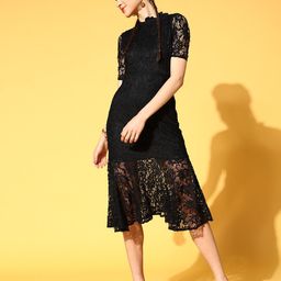 Athena Stylish Black Floral I-Spy Lace Dress-image-31