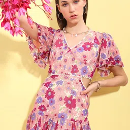 Tokyo Talkies Women Floral Printed Fit & Flare Mini Dress-image-59