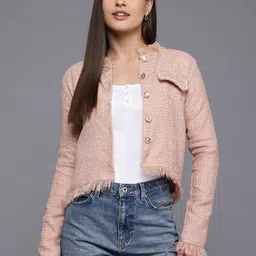 BROOWL Tweed Crop Casual Blazer-31