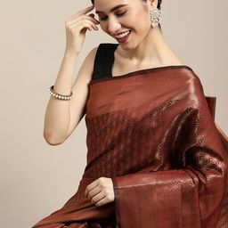 Mitera Maroon & Copper Zari Kanjeevaram Saree-picture-37