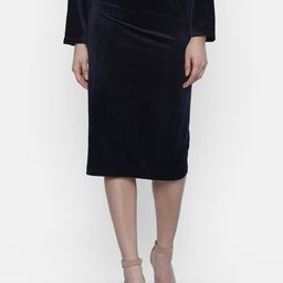 ISU Women Navy-Blue Solid Straight Skirt-image-53