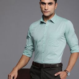 Raymond Pure Cotton Self Design Slim Fit Textured Formal Shirt-image-8