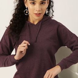 DressBerry Women Purple Solid Hooded Sweatshirt-image-67