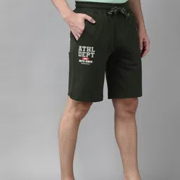 Van Heusen Men Olive Printed Zipper Pocket Ultra Soft Knit Shorts-image-51
