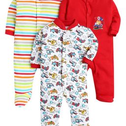 EIO Kids Pack of 3 Cotton Printed Sleepsuits-image-68