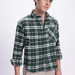 glitchez Earthy Vibe Flannel Checked Shirt-image-70