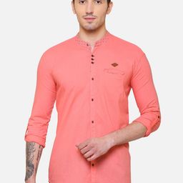 Kuons Avenue Men Peach-Coloured Smart Slim Fit Solid Casual Shirt-image-68