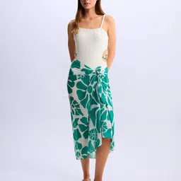 DeFacto Tropical Print Fit & Flare Midi Dress-image-12