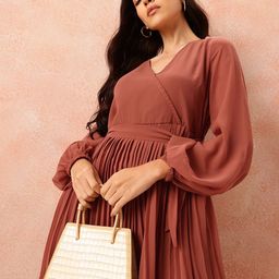all about you Box Pleats Wrap Dress with Belt-image-89