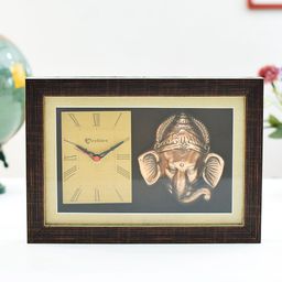 Archies Copper-Toned Rectangle 25.5 cm X 18 cm Printed Analogue Table Clock-32