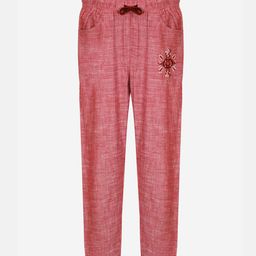 Blue Giraffe Girls Red Solid Joggers-image-97