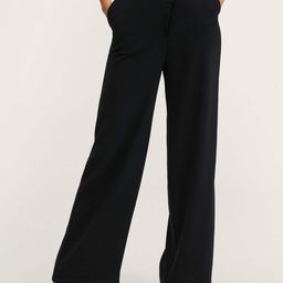 MANGO Women Black Solid Wide-Leg Trousers-image-47
