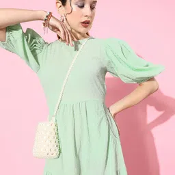 Athena Green A-Line Midi Dress-23