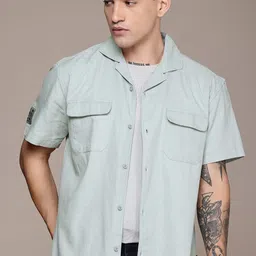 The Roadster Life Co. Pure Cotton Self Design Textured Relaxed Fit Casual Shirt-image-27