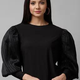 KASSUALLY Women Black Solid Top-image-34