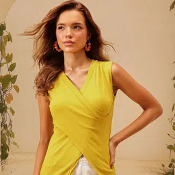 STREET 9 Women Striped Sleeveless V-Neck Wrap Top-image-64