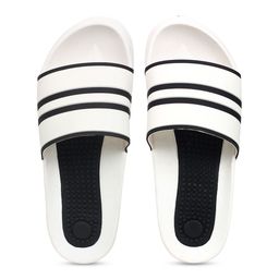 Carlton London sports Men White & Black Striped Sliders-30
