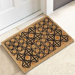 HOKIPO Brown & Black Printed Anti-Skid Coir Doormat-31
