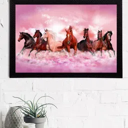 eCraftIndia Multicoloured 7 Lucky Running Horses Satin Matt Texture UV Wall Art-image-61