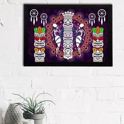 eCraftIndia Black & White Tribal Theme Printed Satin Matt Textured UV Wall Art-image-49