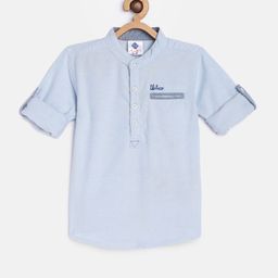 TONYBOY Boys Blue Solid Pure Cotton Premium Fit Casual Shirt-image-87