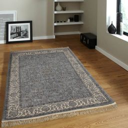 OBSESSIONS Grey & Beige Coloured Floral Anti-Skid Carpets-24