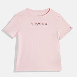 Tommy Hilfiger Girls Brand Logo Embroidered Pure Cotton T-shirt-image-59