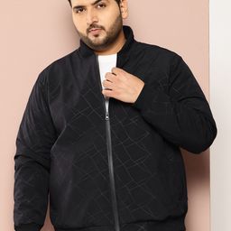 Sztori Plus Size Geometric Bomber Jacket-image-85
