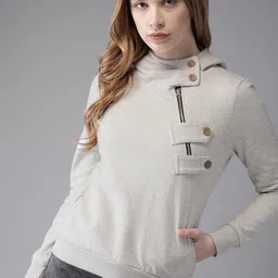 Campus Sutra Women Grey Solid Sweatshirt-image-68