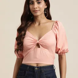 HERE&NOW Sweetheart Neck Cut-Out Smocked Top-image-23