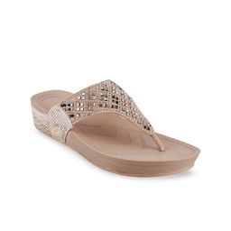 Metro Women Beige Embellished Comfort Heels-image-67