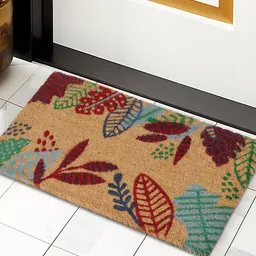 HOKIPO Brown & Green Printed Anti-Skid Coir Doormat-25
