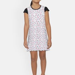 SINI MINI Girls White & Pink Printed Nightdress-image-26