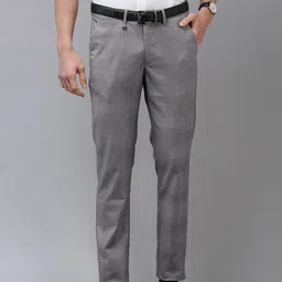Van Heusen Men Grey Checked Slim Fit Trousers-picture-5