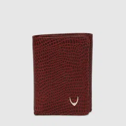 Hidesign Men Red Snakeskin Textured Three Fold Leather Wallet-19