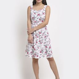 BRINNS White & Pink Floral Print Sleeveless Dress-image-29